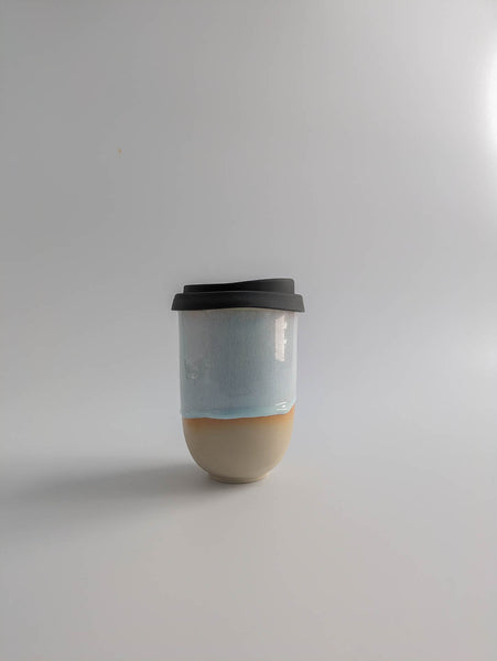 Keramikbecher large - weißblau