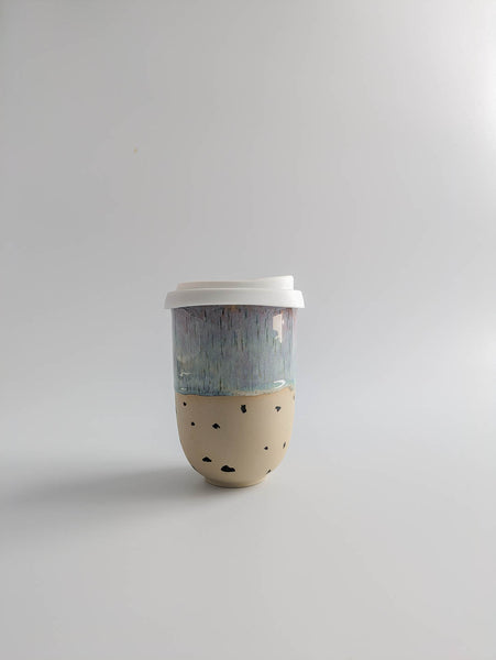 Keramikbecher large - lila gemustert