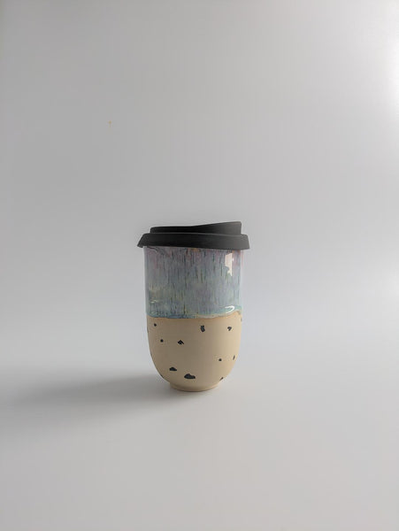 Keramikbecher large - lila gemustert